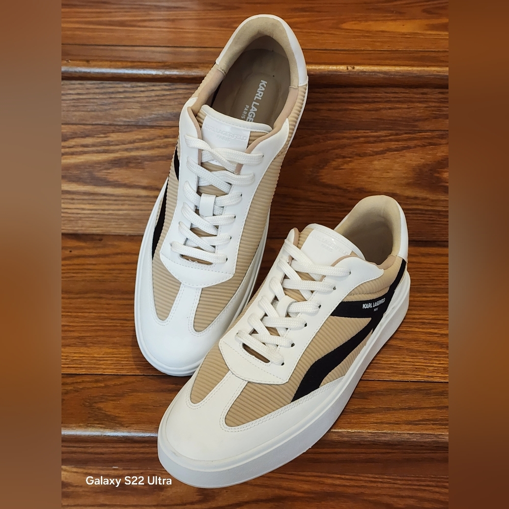 Karl Lagerfeld Paris Women’s Shila Platform Beige/ White Sneakers Size 11 - Picture 5 of 10